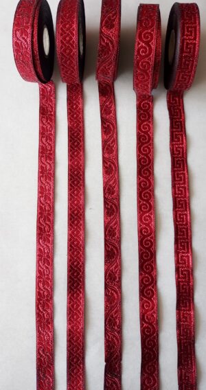 Żakard metalizowany 10-155 czerwony 1,5 cm